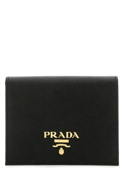 Prada Black Leather Wallet In Black
