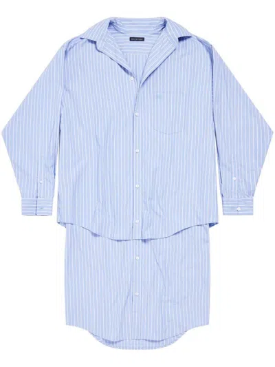 Balenciaga Layered Bb Classic Chemisier Dress In Blue