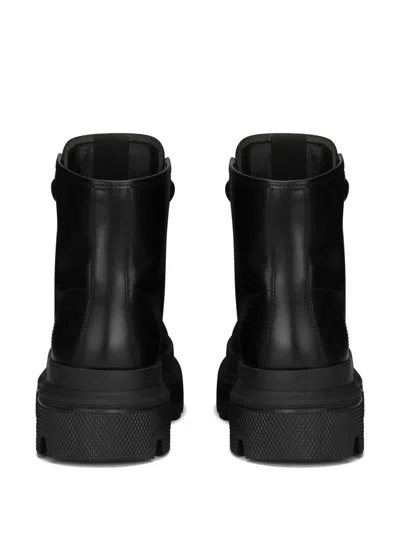 Dolce & Gabbana Studded Calfskin Hi-trekking Ankle Boots In Black