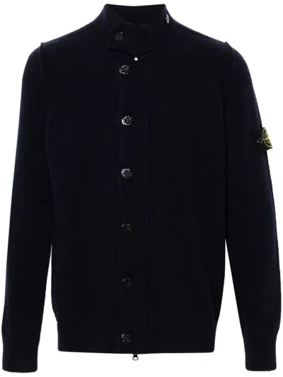 Shop Stone Island Turtleneck Cardigan Clothing In Blue