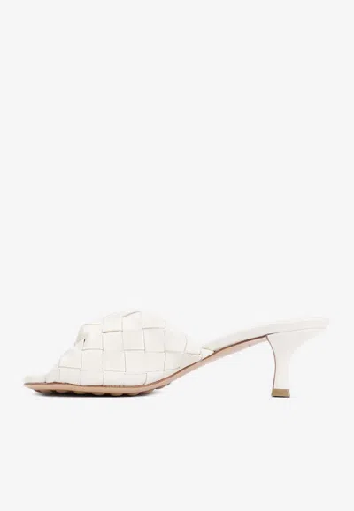 Shop Bottega Veneta Blink 50 Intrecciato Leather Mules In Sea Salt