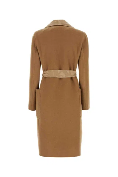 Max Mara Biscuit Camel Abito Coat In Brown