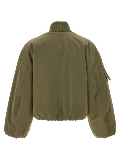 Shop Ganni Nylon Bomber Jacket In Green