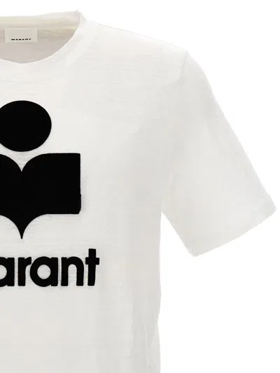 Isabel Marant Marant Karman T Shirt With Flocked Logo In White/black