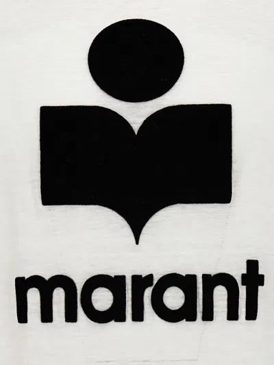 Isabel Marant Marant Karman T Shirt With Flocked Logo In White/black