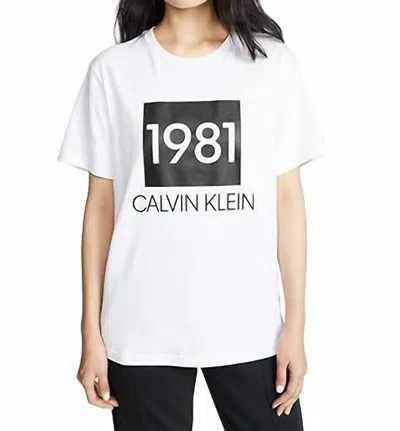 Calvin Klein 1981 Bold Cotton Crewneck T-shirt In White In White