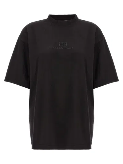 Shop Balenciaga Logo Embroidery T-shirt In Black