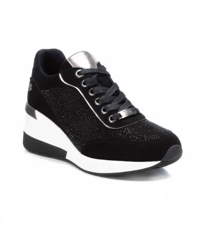 Xti Women's Suede Wedge Sneakers In Black In Black