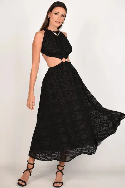 Akalia Brigitte Jacquard Cut Out Midi Dress In Multi