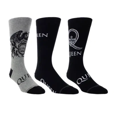 Perri’s Socks Men's 3-pack Queen Logos And Crests Socks In Heather Grey/black/black In Multi