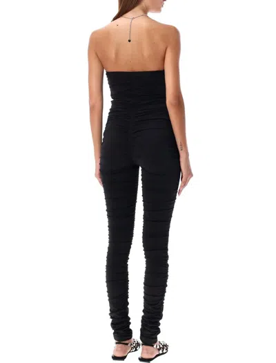 Attico Chain-link Halterneck Jumpsuit In Black