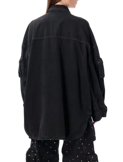 Attico Fern Oversized Cotton Canvas Jacket In Black