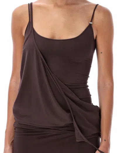 Shop Attico The  Midi Dress In Dark Brown