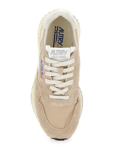 Shop Autry 'reel Wind' Beige Low Top Sneakers With Logo Detail In Suede Woman