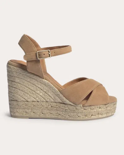 Castaã±er Blaudell Canvas Wedge Espadrille Sandals In Brown
