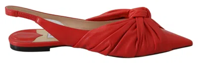 Jimmy Choo Chic Pointed Toe Leather Women's Flats In Red
