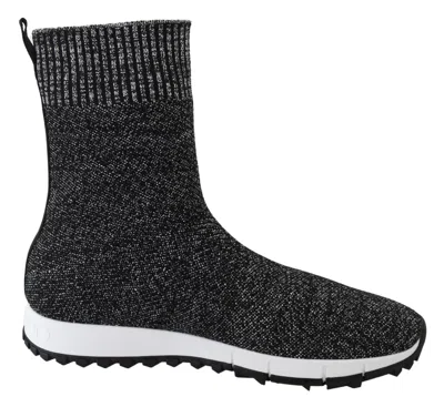 Jimmy Choo Black Silver Lurex Mix Norway Sneakers In Black