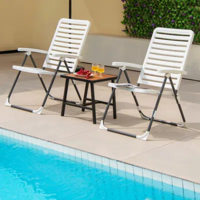 Hivvago Pp Folding Patio Chaise Lounger With 7-level Backrest
