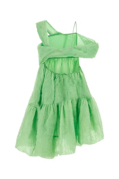 Cecilie Bahnsen Soon Silk Blend Mini Dress In Green