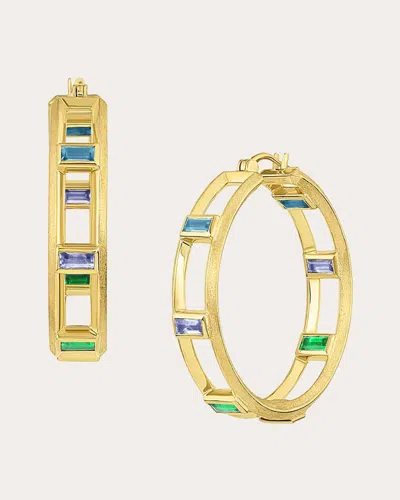 Jennifer Demoro Women's Blue Full Sundown Hoop Earrings 18k Gold In Blue