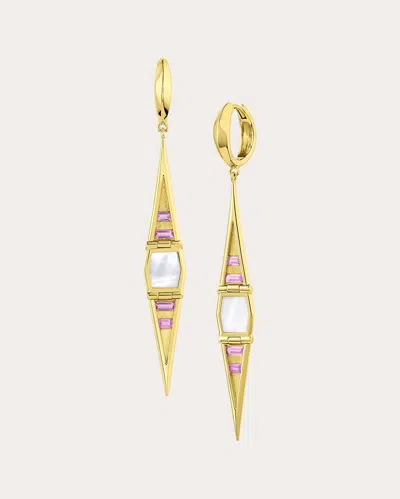 Jennifer Demoro Women's Pink Hinged Swing Drop Earrings 18k Gold In Pink