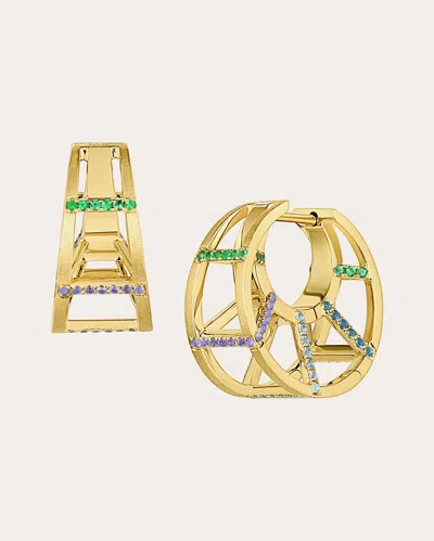 Jennifer Demoro Women's Color Wave Caged Huggie Earrings 18k Gold In Multicolor