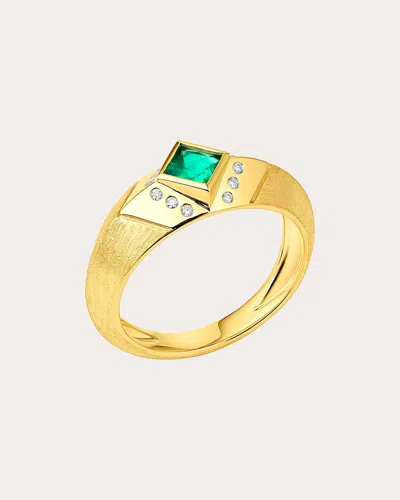 Jennifer Demoro Women's Stardust 18k Gold Emerald And Diamond Signet Ring In Green