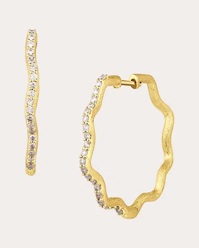 Jennifer Demoro Women's So Wavy Champagne Diamond Stardust Hoop Earrings In Gold