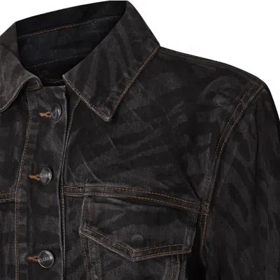 Ganni Animal Motif Denim Cropped Jacket In Black
