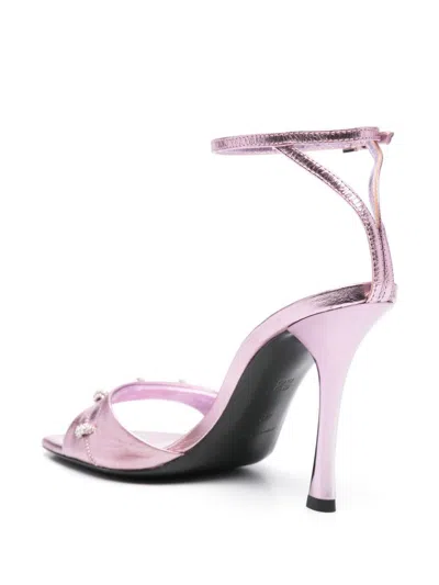 Givenchy Crinkled Metallic Leather Heel Sandals In Multi