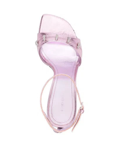 Givenchy Crinkled Metallic Leather Heel Sandals In Multi