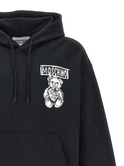 Moschino Hooded Sweatshirt With Drawn In White/black