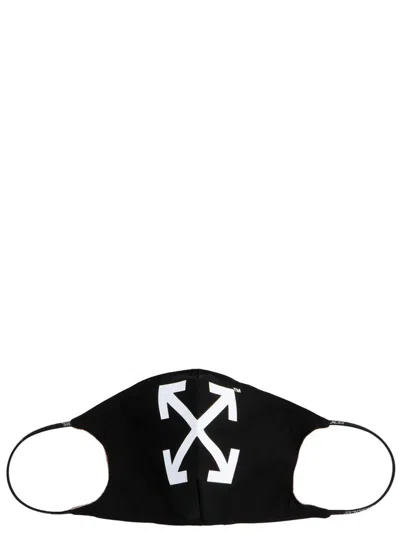 Off-white Arrow Logo Printed Face Mask In Black