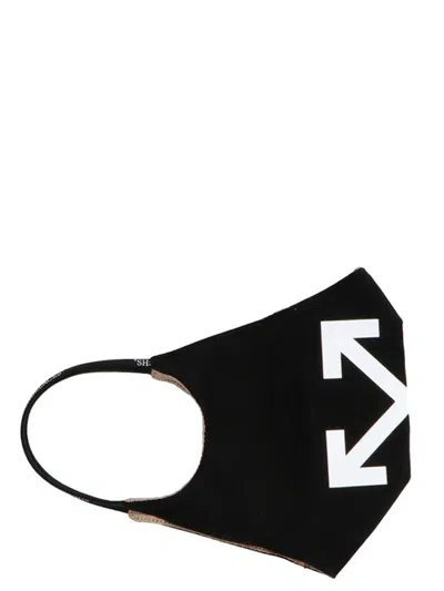 Off-white Arrow Logo Printed Face Mask In Black