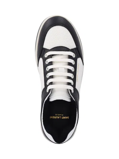 Saint Laurent Low-top Leather Sneakers Featuring Contrast Panels In Black