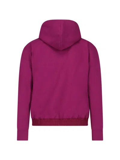 Saint Laurent Cotton Sweatshirt With Hood And Kangaroo Pocket In Violet