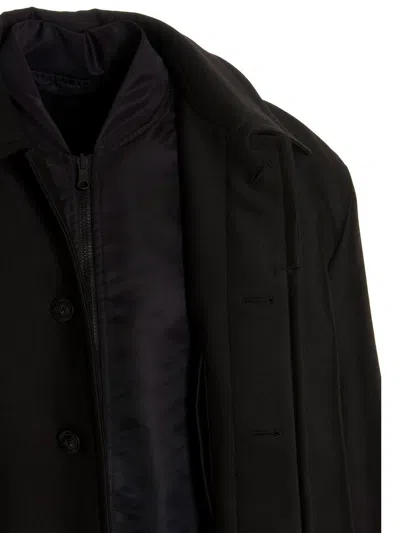 Valentino Pp Collection Reversible Long Coat In Black