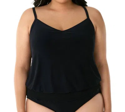 Magicsuit Plus Size Justina Blouson Tankini Top In Black In Black