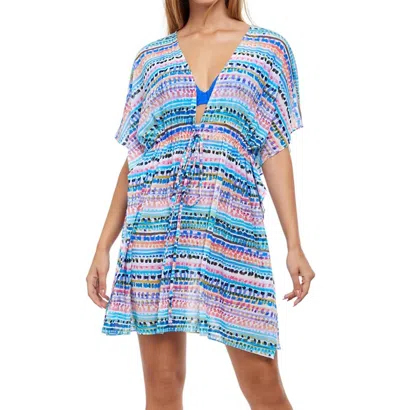 Profile By Gottex V-neck Mesh Tunic Cover Up In Spritz In Multi