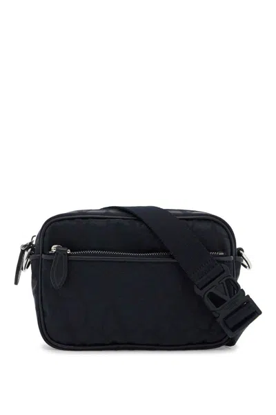 Shop Valentino Black Iconographe Crossbody Bag In Blue