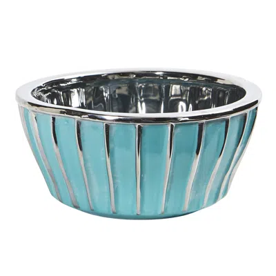 Homplanti 7.25" Teal Vase With Silver Burnishing