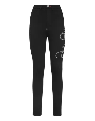 Philipp Plein Logo-embellished High-waisted Skinny Jeans In Multi