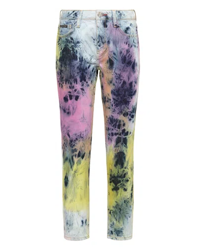 Philipp Plein Boyfriend Fit Bleached Tie-dye Jeans In Multi