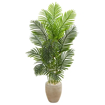 Homplanti 5' Paradise Palm Artificial Tree In Sand Colored Planter