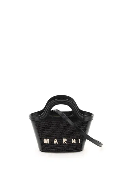 Shop Marni Micro Tropicalia Bucket Bag In Black