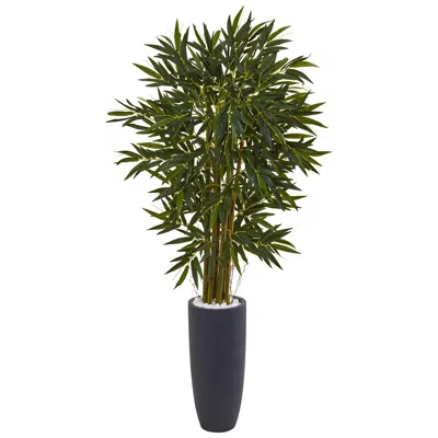 Homplanti 6.5' Bamboo Tree In Gray Cylinder Planter
