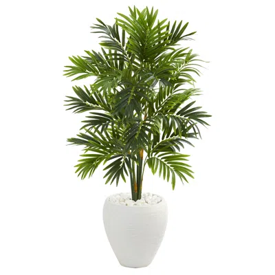 Homplanti 4' Areca Artificial Palm Tree In White Planter