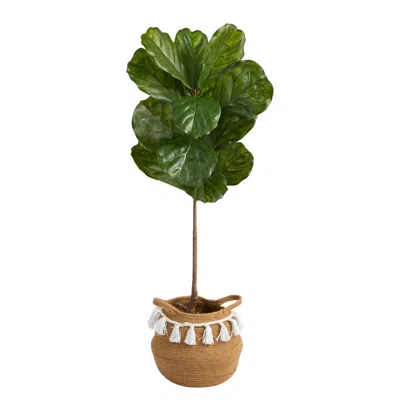 Homplanti 4' Fiddle Leaf Tree In Planter W/tassel Uv (indoor/outdoor)