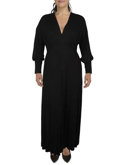 24seven Comfort Apparel Womens Jersey Casual Maxi Dress In Black