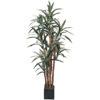 Homplanti 5' Yucca Tree X 7 W/172 Lvs W/wooden Pot